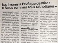 Article Nice Matin Soutien à la communauté chrétienne